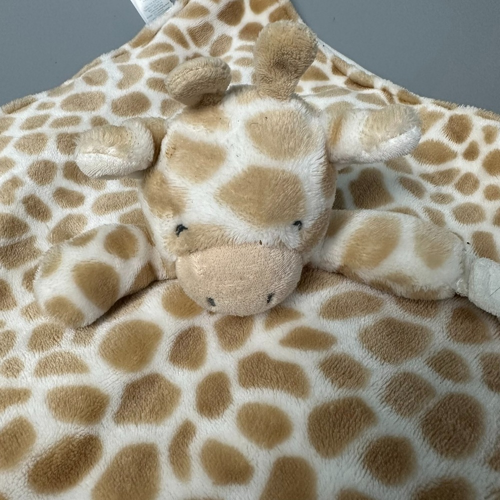 Giraffe‎ Security Blanket Baby Lovie Plush Tan White Spotted Pacifier Holder